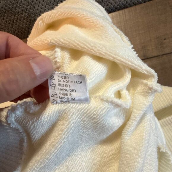 SMFK crewneck sweatshirt size small thrashed trashed cream color destroyed paint - Picture 9 of 12